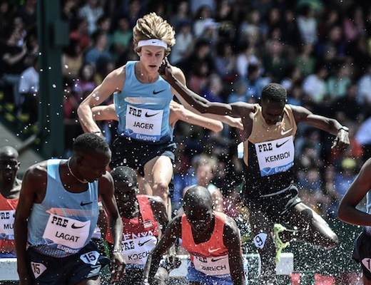 Evan Jager stumbles, but delivers second fastest American steeple ever in opener