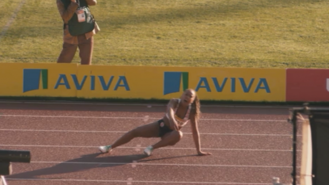 Trix Warren, Great Britain's greatest fictitious sprinter, goes down