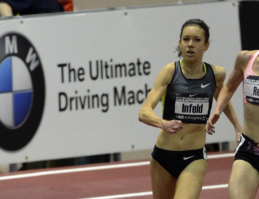 Emily Infeld runs indoors (courtesy TrackAndFieldPhoto.com)