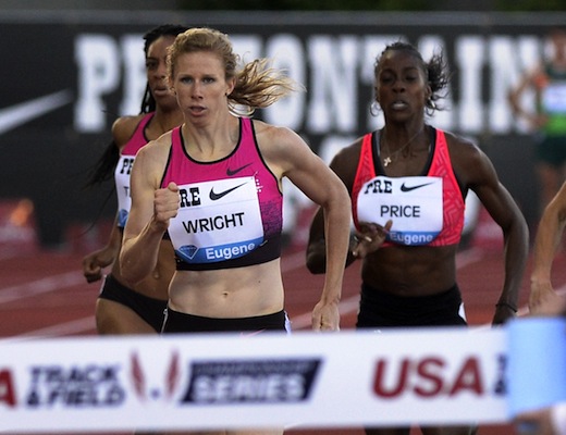 Phoebe Wright takes a victory lap, while Bernie Montoya comes close at “Distance Night in Eugene”